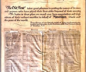 This 100-Year-Old Plaque Lists Old First Members Serving in World War I