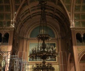 Watch the Lowering of the Old First Chandelier